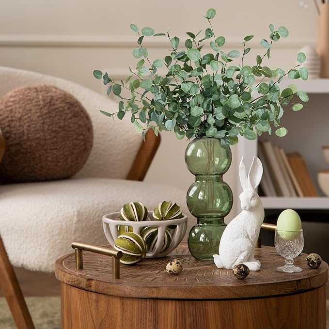 6Pcs Faux Eucalyptus Stems, 27" Artificial Eucalyptus Plants with White Frosted Coating, Fake Eucalyptus Decor Silk Greenery Leaves for Wedding Bouquets Home Decor DIY Floral Arrangements-CasaMuseHome