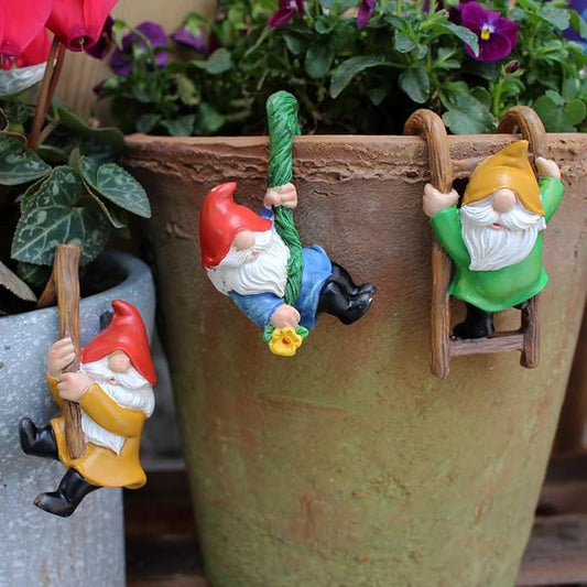3 PCS Climbing Gnomes Tree Faces Decor Outdoor for Yard, Gnomes Statue, Outdoor Fairy Garden Resin Crafts, Flower Pot Landscape Dwarf, Micro Landscape Pendant Ornaments (3 PCS)-CasaMuseHome