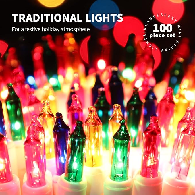 100LIGHTS Multi Easter Mini String Lights，Connectors Christmas Decorative Lights 19.6 UL Certified Waterproof for Easter Home Garden Holiday Christmas Tree Party Patio Wedding-CasaMuseHome