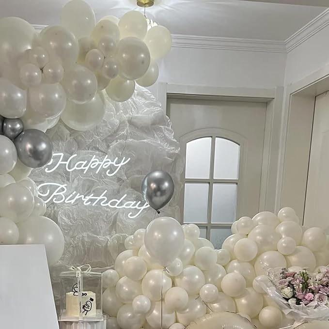 130pcs Ivory White Balloons Different Sizes 18" 12" 10" 5" Party Latex Balloons for Birthday Baby Shower Graduation Wedding Gender Reveal Anniversary Party Decorations-CasaMuseHome