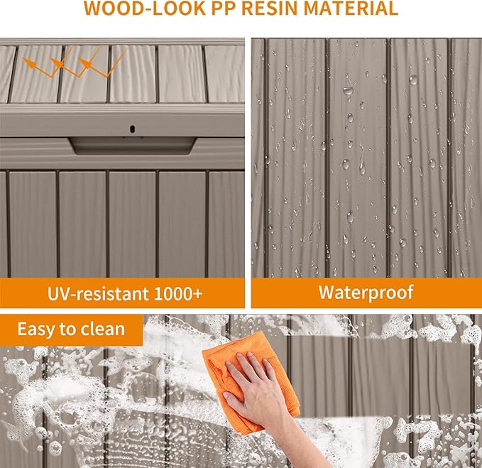 45 Gallon Resin Deck Box, Lockable Patio Outdoor Storage Box for Furniture, Garden Tools and Tools Storage, Waterproof Outside Storage Boxes - Grey-CasaMuseHome