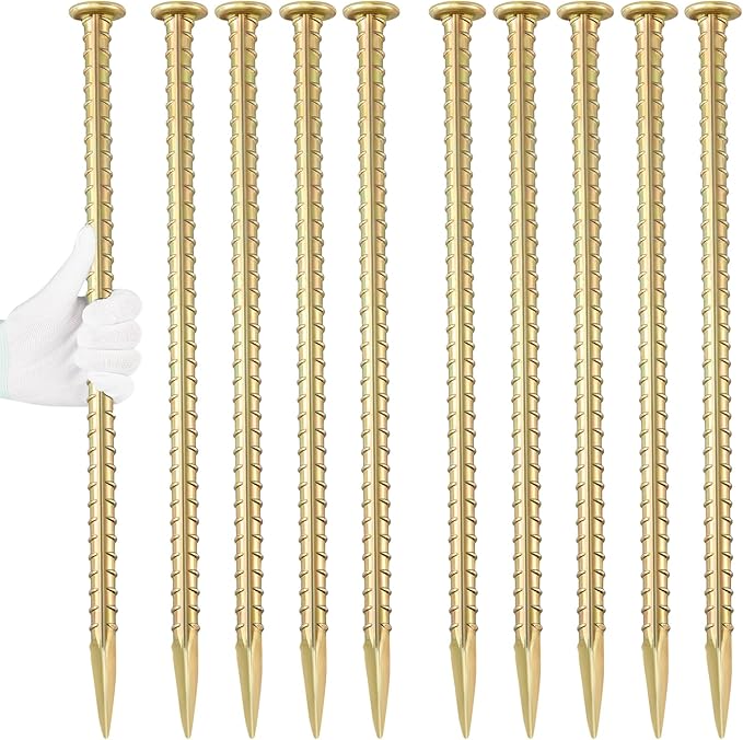 16 Inch Rebar Stakes 1/2 Inch Diameter Galvanized Steel Ground Anchors Heavy Duty Anchoring Spikes for Speed Bump, Parking Curb and Tent (10 Pack)-CasaMuseHome