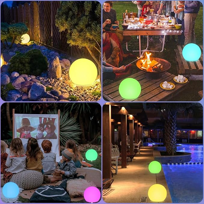 8-in Solar Globe Light Outdoor, Waterproof Solar Ball Light for Outside w/Remote, 16 RGB Color Changing Glowing Orb Lamp Landscape Lighting Mood Lamp w/Ground Stake for Garden Patio Yard Pathway Decor-CasaMuseHome