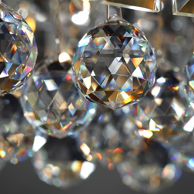 8 Light Modern Crystal Chandelier for Dining Room,Rectangular Rectangle Raindrop Crystal Light Fixture,Height Adjustable for Kitchen Island L40''xW10''xH10''-CasaMuseHome