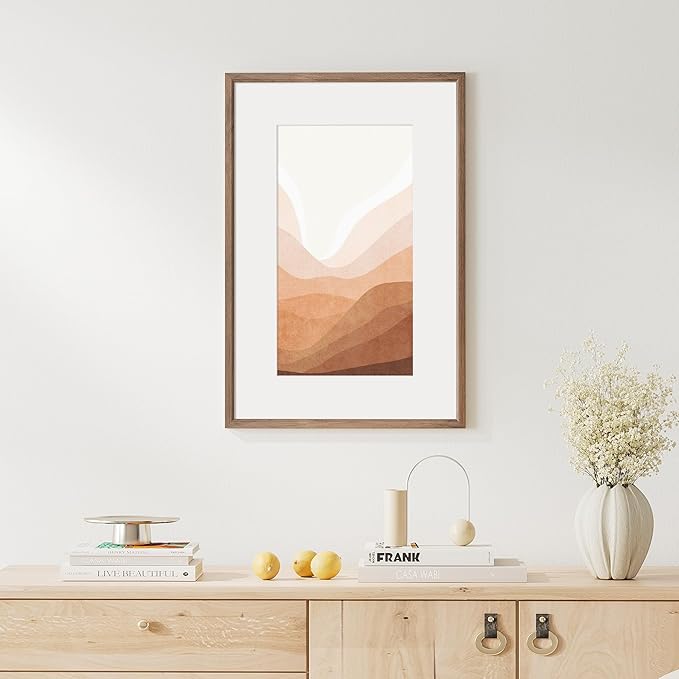 16x24 Poster Frame Natural Solid Walnut Photo Frames with 12x18 Removable Mat Wall Hanging Large Handcrafted Frame with HD Plexiglass Wall and Tabletop Display Large Picture Frame-CasaMuseHome