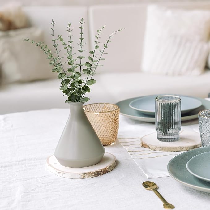 48Pcs Faux Eucalyptus Stems, 15" Artificial Eucalyptus Plants with White Frosted Coating, Fake Eucalyptus Decor Plastic Greenery Leaves for Wedding Bouquets Home Decor DIY Floral Arrangements-CasaMuseHome