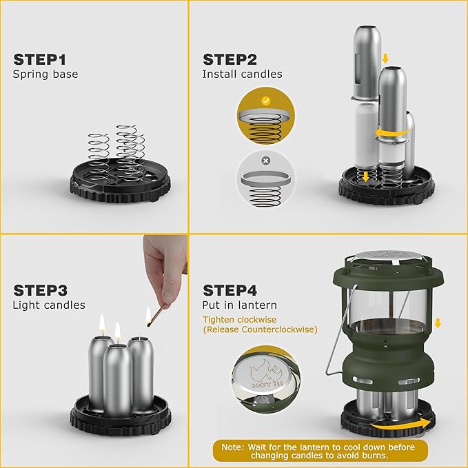 3-Wick Emergency Candle Lantern for Power Outages [18H+ Burning Time] Vintage Decorative Candle Lantern for Real Candles, Outdoor Portable Camping Survival Lighting [7.1"*5.7" - Forest Green]-CasaMuseHome