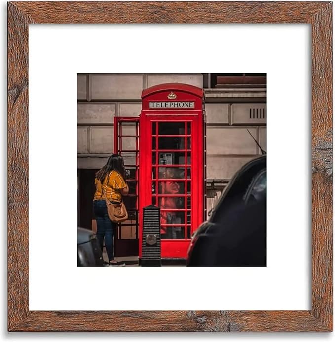 12x12 Picture Frame Set of 6, Display Pictures 8x8 with Mat or 12x12 Without Mat for Wall Mounting,Rustic Brown-CasaMuseHome