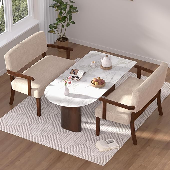 Accent Chair 2 Seat, Arm Chairs with Soft Seat and Armrests for Living Room, Love seat for Dining, Reading, and Waiting Rooms (Beige)-CasaMuseHome