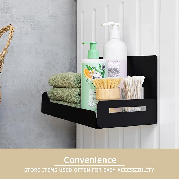 2-Pack Magnetic Spice Rack for Refrigerator - Heavy-Duty 20LB Capacity - Strong Magnetic Shelves for Classroom Whiteboards and Garage Tools, Kitchen Organizer for Utensils, Black-CasaMuseHome