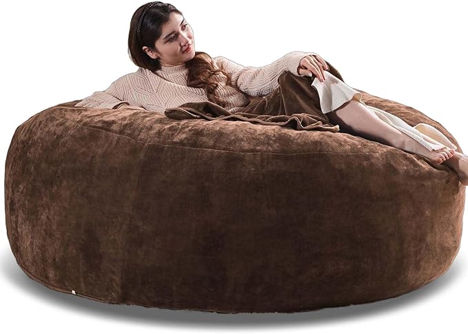 6FT,Oversized Bean Bag Chairs for Adults,Giant beanbag with Filler Included，Fluffy Memory Foam,Soft and Comfy Corduroy Fabric,Gaming Chairs Suitable for Living Room and Bedroom (Coffee Color, 6 Foot)-CasaMuseHome