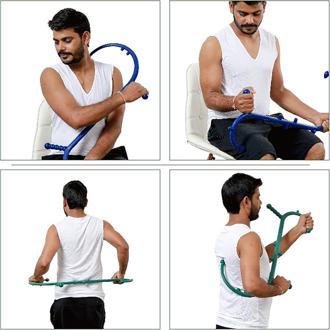 2 Pack Massage Trigger Point Cane, Body Deep Tissue, Handheld Back, Neck, Shoulder, Leg and Feet Massager Rod, Muscle Release Tool Self Massage Hook Cane for Women & Men, Blue & Green-CasaMuseHome