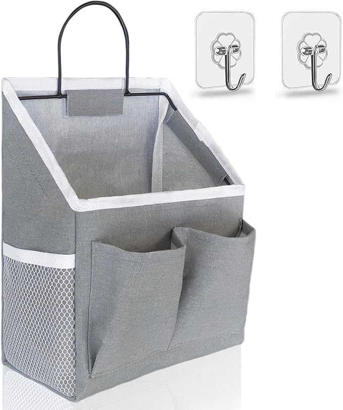1pcs Small Wall Hanging Baskets for Organizing, Hanging Storage Bag as Over the Door Organizer, Wall File Organizer, Rv Storage and Organization. For Bedroom, Office, Camper (1pcs Gray)-CasaMuseHome