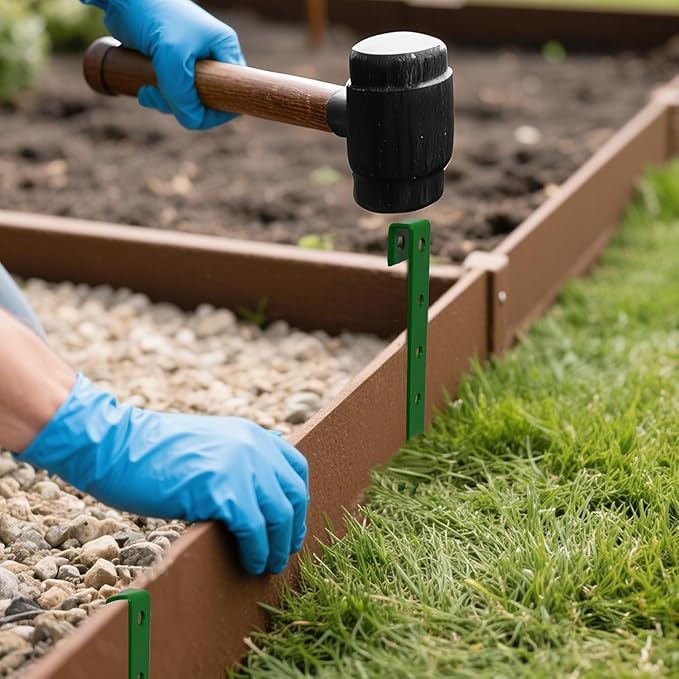 60Pcs Metal Garden Landscape Edging Stakes, Green,10in anchoring Stakes Landscape Anchoring Spikes for Terrace Board,Garden Liner, Landscape Edging Coil,Bender Board,Grass Barrier-CasaMuseHome