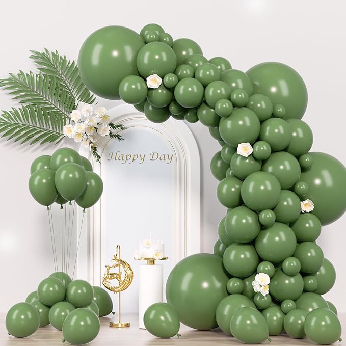 130pcs Sage Green Balloons Different Sizes 18" 12" 10" 5" Olive Green Balloons for Birthday Graduation Baby Shower Wedding Anniversary New Year Party Decorations-CasaMuseHome
