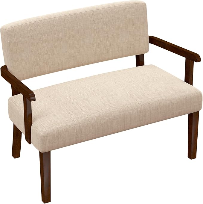 Accent Chair 2 Seat, Arm Chairs with Soft Seat and Armrests for Living Room, Love seat for Dining, Reading, and Waiting Rooms (Beige)-CasaMuseHome