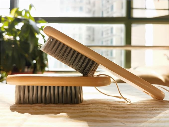 2PCS Wood Laundry Brush, Long Handle Clothing Stain Remover Scrubber, Soft Bristle for Scrubbing Out Tough on Delicate, Easy to Grip Hand Washing Clothes-CasaMuseHome