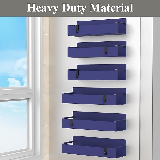 6 Pack Magnetic Spice Rack Organizer for Refrigerator and Oven, Dark Blue Fridge Organizers and Storage for Kitchen-CasaMuseHome