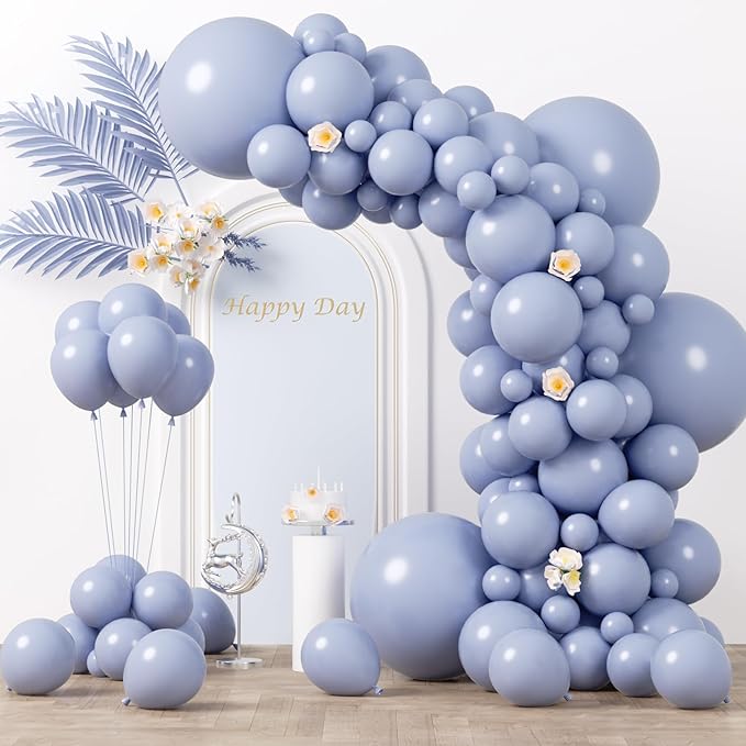130pcs Dusty Blue Balloons Different Sizes 18" 12" 10" 5" Slate Blue Balloons for Boys Girls Baby Shower Wedding Anniversary Graduation Engagements Birthday Party Decorations-CasaMuseHome