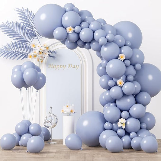 130pcs Dusty Blue Balloons Different Sizes 18" 12" 10" 5" Slate Blue Balloons for Boys Girls Baby Shower Wedding Anniversary Graduation Engagements Birthday Party Decorations-CasaMuseHome