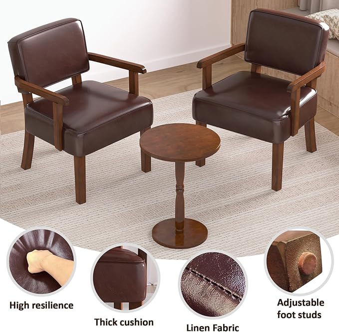 Accent Chair, PU Leather Living Room Chairs Oversize with Soft Seat and Armrests for Living Room Dinning Room Bedroom Reading Room Waiting Room-CasaMuseHome