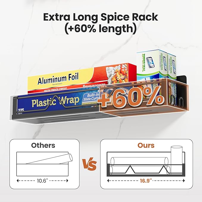 16.9 Inch Wide Large Capacity Magnetic Spice Rack for Refrigerator, 4 Pack Metal Fridge Shelf, Black-CasaMuseHome