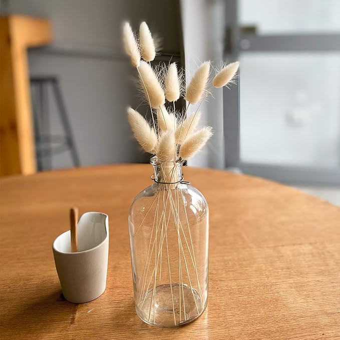 120 PCS Bunny Tails Dried Flowers, Dried Pampas Grass Bouquet, Boho Table Decor, White Pampas Grass Small, Dried Bunny Tails, Pampas Grass for Wedding, Home, Rustic Party, Baby Shower Decorations-CasaMuseHome