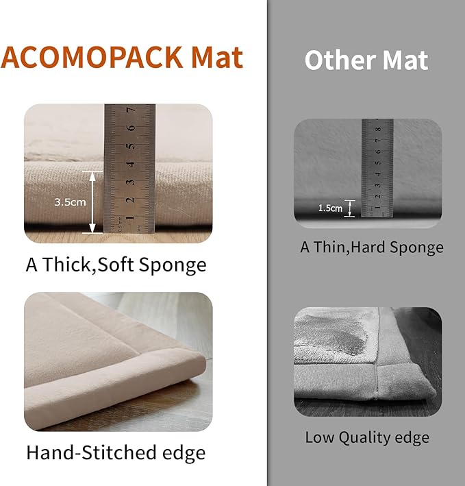 ACOMOPACK Baby Play Mat for Floor,1.3" Thick Memory Foam Area Rug for Living Room,Soft Velvet Crawling with Non-Slip Bottom for Kid,Toddler,79"×157" Tummy Time Nursery Rugs,Yoga（Beige）-CasaMuseHome