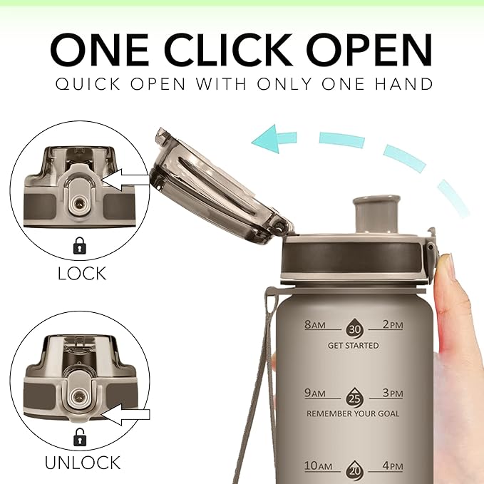 32oz Motivational Water Bottles with Time Marker & Fruit Strainer, Transparent Gradient Color Water Bottle with Times to Drink, Leakproof & BPA Free, Reusable Bottle with Strap (No Straw)-CasaMuseHome