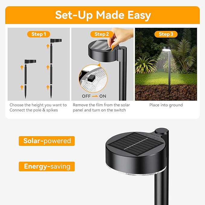 4 Pack Solar Pathway Lights Outdoor, 12 Brighter LED Solar Lights Outdoor Waterproof, Up to 12 Hrs Modern Path Light for Yard Garden Walkway Driveway Lawn, Cool White-CasaMuseHome