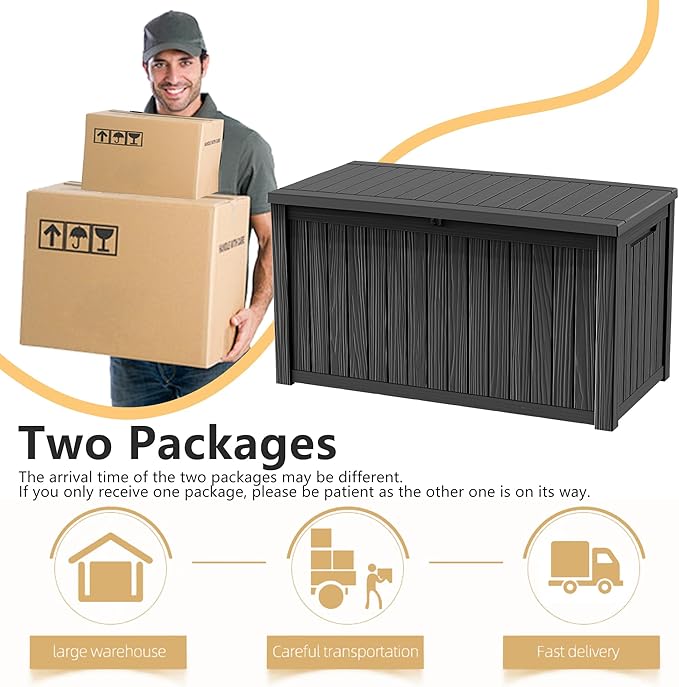 182 Gallon Deck Box Waterproof, UV Resistant Resin Outdoor Storage Box with Hydraulic Rod, Lockable Design and Enhanced Durability for Patio, Garden, and Poolside Use-CasaMuseHome