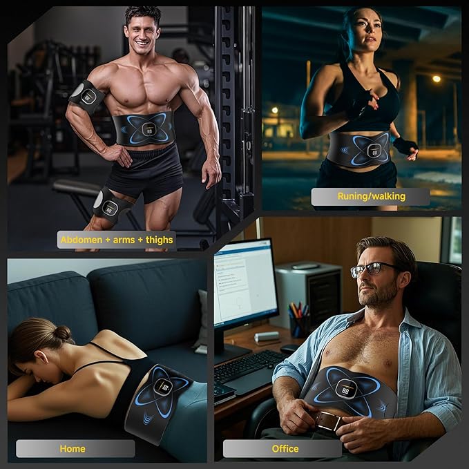 Ab Stimulator Muscle Toner, Abs Stimulator Abdominal Massage Belt with Heat for Belly Fat Burning & Cellulite Melting & Stomach Smooth Firming, Lower Back Massager for Women Men Pain Relief Gifts-CasaMuseHome