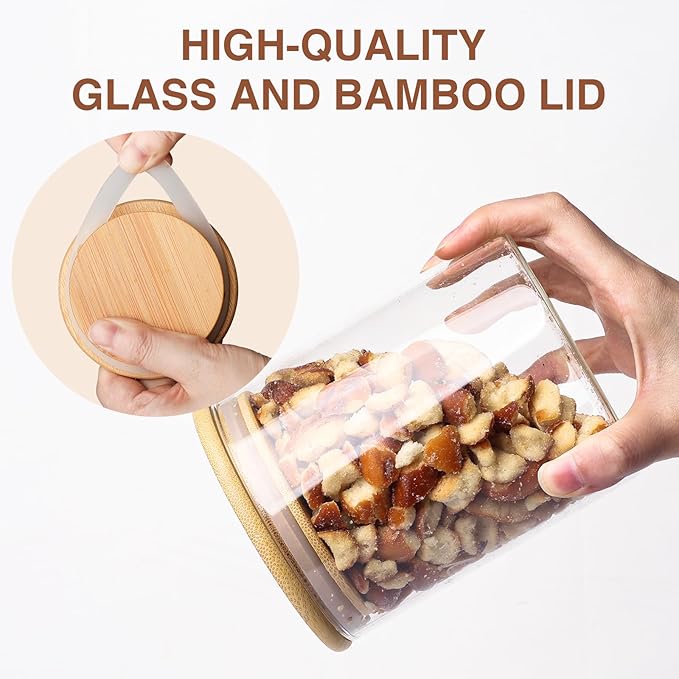 25oz Glass Food Storage Jars, Glass Jars with Bamboo Lids, Kitchen Storage Jars, Set of 6, Canisters with Airtight Lids for Spice, Coffee, Cookie, Pantry Organizers-CasaMuseHome