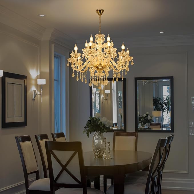 15 Light Crystal Chandelier Double Layer Flush Mount Ceiling Light Fixture with K9 Crystals for Living Room Dining Room Bedroom Luxury Hanging Lamp Lighting Fixtures-CasaMuseHome