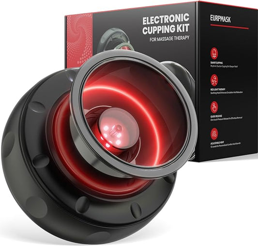 5-in-1 Electric Cupping Kit for Massage Therapy with Red Light Therapy - 24 Levels of Adjustable Suction & Heat, Portable Cupping Therapy Set for Back Pain Relief & Neck Muscle Soreness-CasaMuseHome