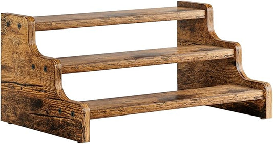 KLM 3-Tier Spice Rack, 13.8 Inch Wood Step Shelf Countertop Spice Storage Holder, Kitchen Pantry Cabinet Organizer Cupboard for Spice Bottles, Jars, Seasonings, Baking Supplies,Bathroom Organizer-CasaMuseHome