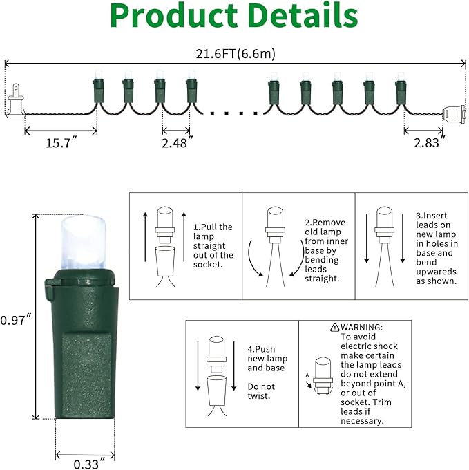 100 Count Cool White -String Lights - 21.6FT LED Christmas Lights, Mini led Lights for Indoor Outdoor Home Holiday Party Wedding Independence Day Decoration-CasaMuseHome