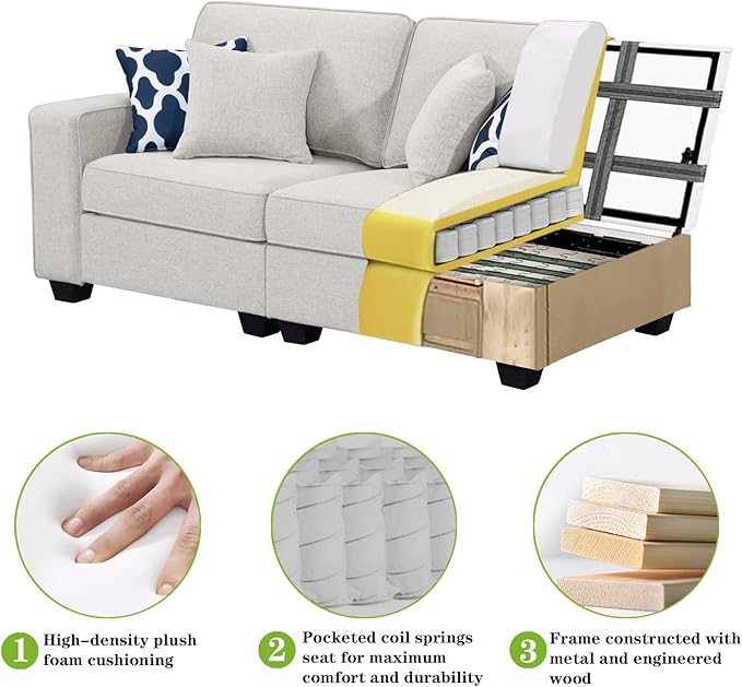 L Lengend Vansen Modular Sectional Sofa U Shaped Couch with Ottoman Modern Reversible Corner Sectional Couch for Living Room (Cream, U Shaped Sofa-1)-CasaMuseHome