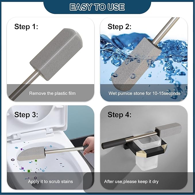 2 Pack Pumice Stone for Toilet Cleaning,16.14In Extra Long Handle Toilet Pumice Stone Toilet Bowl Cleaner Brush Toilet Scrubber for Toilets Bathtubs Grills Sinks-CasaMuseHome