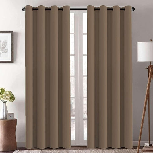 H.VERSAILTEX Thermal Insulated Blackout Window Panels Microfiber Formaldehyde-Free Kids Curtains for Holiday Season Home Decoration,Grommet Top,52 by 96 - Inch - Macchiato - Set of 2-CasaMuseHome