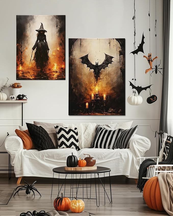 AbcCustomize Halloween Canvas Wall Art - Vintage Moody Bat Poster, Gothic Dark Academia Wall Decor, Spooky Halloween Decor for Farmhouse & Cottage, Fall Decorations Indoor for Living Room & Bedroom-CasaMuseHome