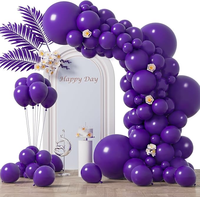 130pcs Dark Purple Balloons Different Sizes 18" 12" 10" 5" Party Latex Balloons for Birthday Halloween Graduation Baby Shower Anniversary Party Decorations-CasaMuseHome