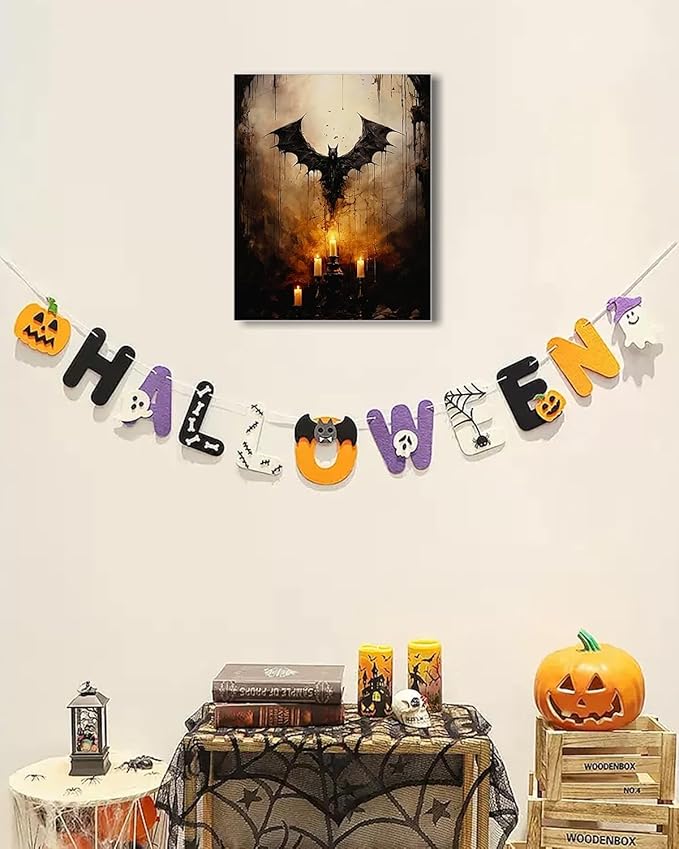 AbcCustomize Halloween Canvas Wall Art - Vintage Moody Bat Poster, Gothic Dark Academia Wall Decor, Spooky Halloween Decor for Farmhouse & Cottage, Fall Decorations Indoor for Living Room & Bedroom-CasaMuseHome