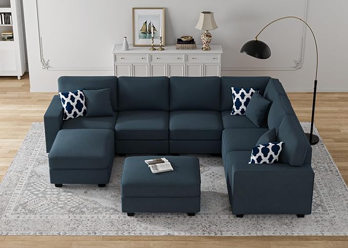 L Lengend Vansen Modular Sectional Sofa U Shaped Couch with Ottoman Modern Reversible Corner Sectional Couch for Living Room (Charcoal, U Shaped Sofa-3)-CasaMuseHome