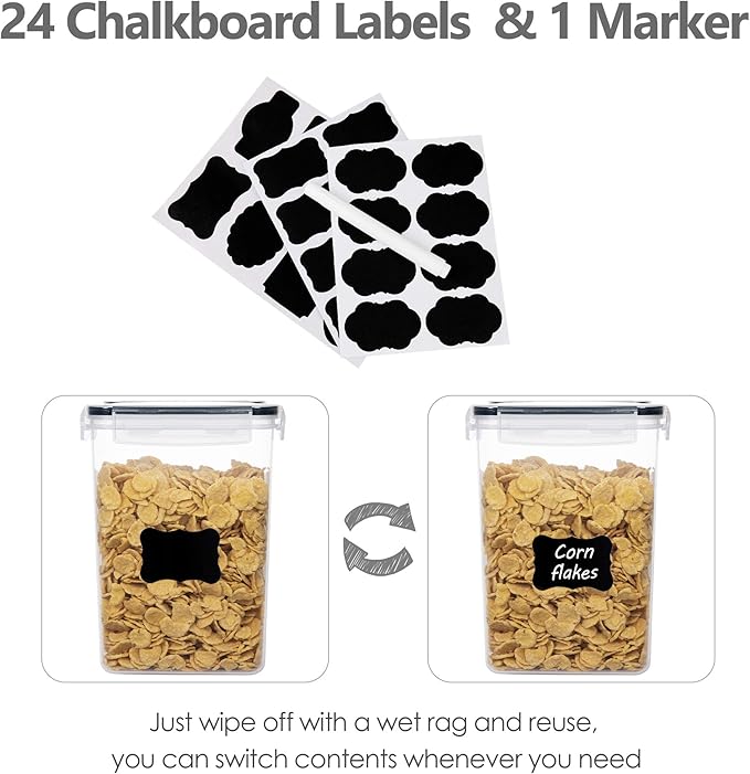 CHEFSTORY Airtight Food Storage Containers Set, 14 PCS Kitchen Storage Containers with Lids for Flour, Sugar and Cereal, Plastic Dry Food Canisters for Pantry Organization and Storage-CasaMuseHome