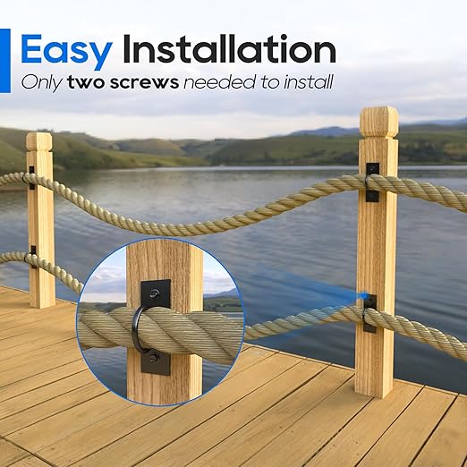 10Pack 2inch Rope Support Holder Drop Ring Brackets Stainless Steel Decorative for Hemp Rope Fencing Stair Deck Railing Ceiling Hook-CasaMuseHome