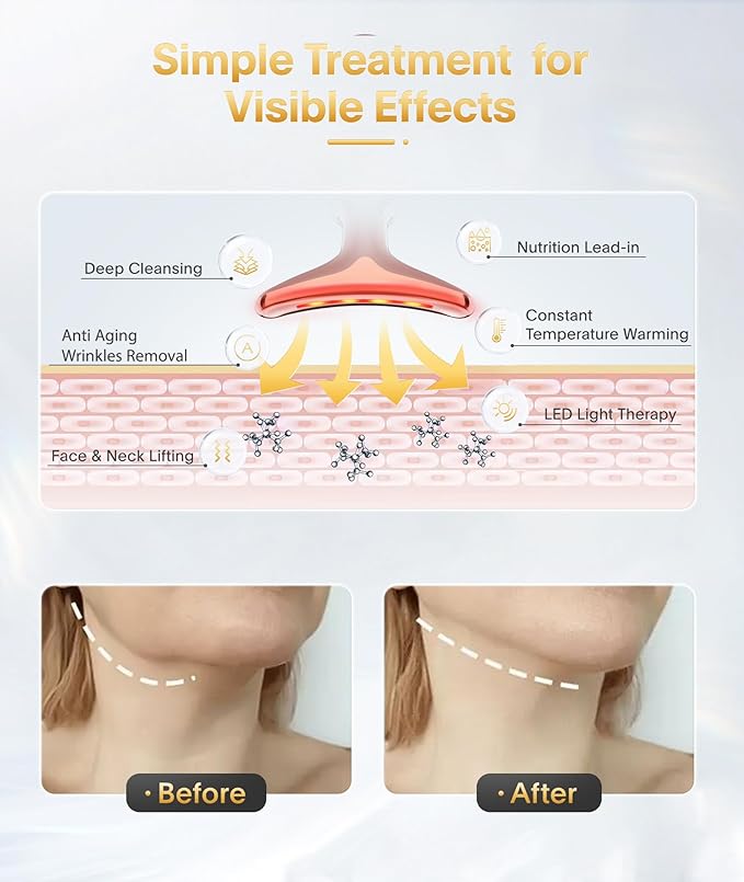 7-in-1 Deplux Face Neck Massager for Daily Skin Care Routine, Portable Facial Massager, Skin Care Tool, Rose Gold-CasaMuseHome