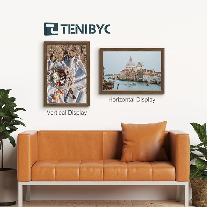 13x19 Picture Frame 3 Pack - Brown Woodgrain, Wood Photo Frame, HD Tempered Glass, Wall Gallery Poster Frame-CasaMuseHome