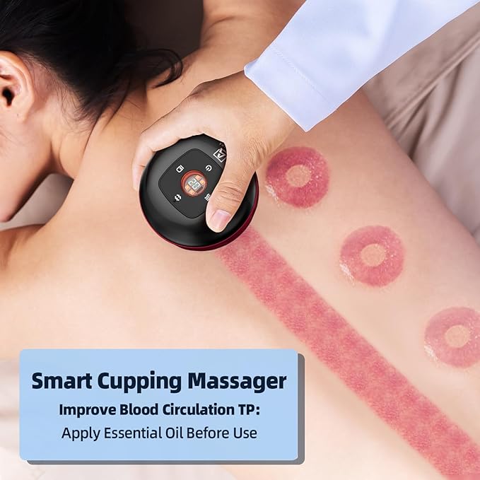 2 Electric Cupping Therapy Set, 5-in-1 Smart Cupping kit with Red Light Therapy, Gua Sha Massage Tool, Relieves Neck Shoulder Back Aches Muscle Soreness, Improves Blood Circulation - Red-CasaMuseHome