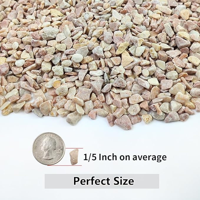 10LB Succulent and Cactus Gravel Pebbles, 1/5 Inch Natural Decorative Polished Stones, River Rocks for Plants, Vases, Aquariums, Terrarium and Outdoor Gardening,Peach-CasaMuseHome